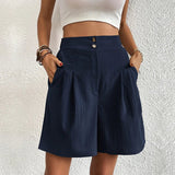 Harlow | Women's High Waist Wide Leg Shorts Pleated Casual