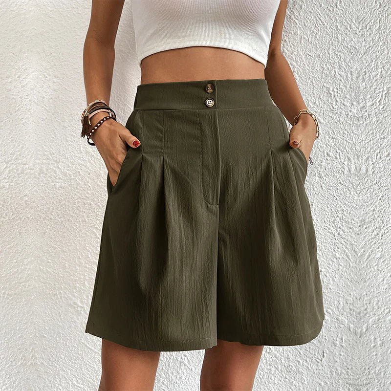 Harlow | Women's High Waist Wide Leg Shorts Pleated Casual