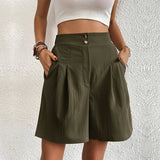 Harlow | Women's High Waist Wide Leg Shorts Pleated Casual