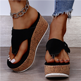 Cork | Women's Cork Wedge Thong Sandals Buckle Toe Post