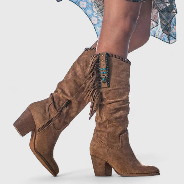 Lavinia | Women's Fringe Knee High Boots