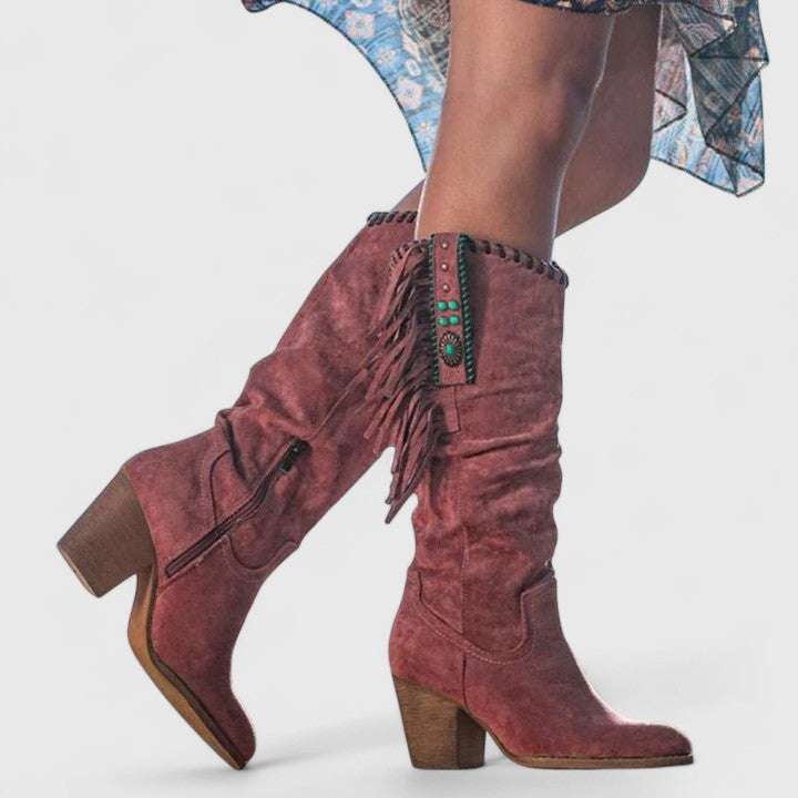 Lavinia | Women's Fringe Knee High Boots