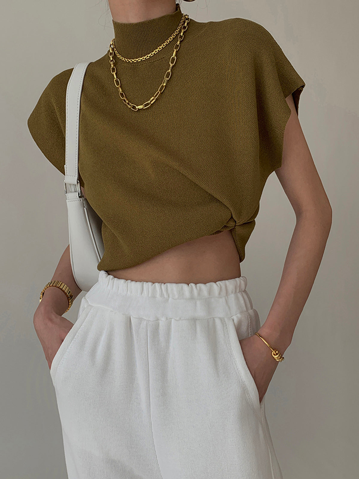 Mona | Women's Mock Neck Knit Sweater Vest Sleeveless Top