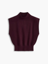 Mona | Women's Mock Neck Knit Sweater Vest Sleeveless Top