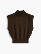 Mona | Women's Mock Neck Knit Sweater Vest Sleeveless Top