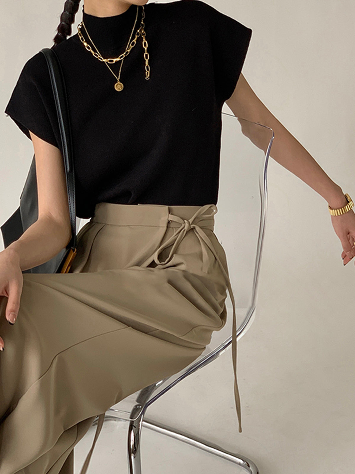 Mona | Women's Mock Neck Knit Sweater Vest Sleeveless Top