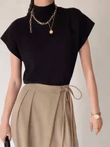 Mona | Women's Mock Neck Knit Sweater Vest Sleeveless Top