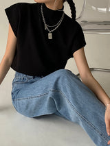 Mona | Women's Mock Neck Knit Sweater Vest Sleeveless Top