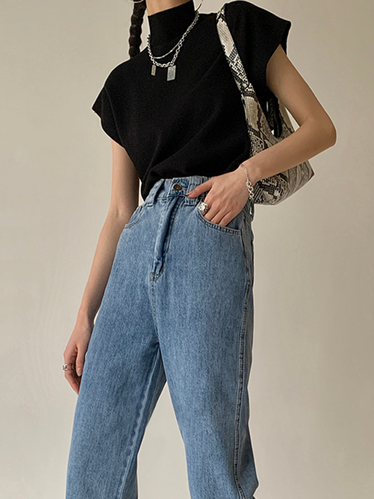 Mona | Women's Mock Neck Knit Sweater Vest Sleeveless Top