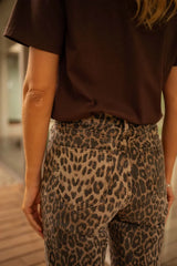 Lexi | Women's High Waist Leopard Print Flare Trousers Wide Leg Pants