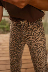 Lexi | Women's High Waist Leopard Print Flare Trousers Wide Leg Pants