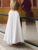 Nora | Women's High Waist Pleated Linen Maxi Skirt Casual