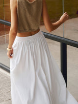 Nora | Women's High Waist Pleated Linen Maxi Skirt Casual