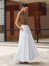 Nora | Women's High Waist Pleated Linen Maxi Skirt Casual