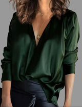 Linnaea | Women's Deep V-Neck Long Sleeve Blouse