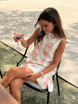 Lisette | Women's Floral Mock Neck Sleeveless Mini Dress