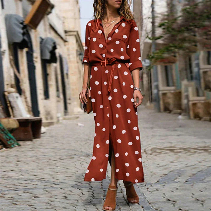 Dot | Women's Polka Dot Wide-Leg Jumpsuit with Belt & V-Neck