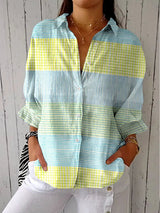 Lorette | Women's Collared Check Long Sleeve Blouse
