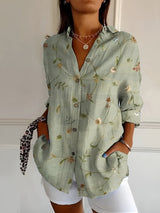 Lorette | Women's Floral Print Relaxed Button-Up Shirt