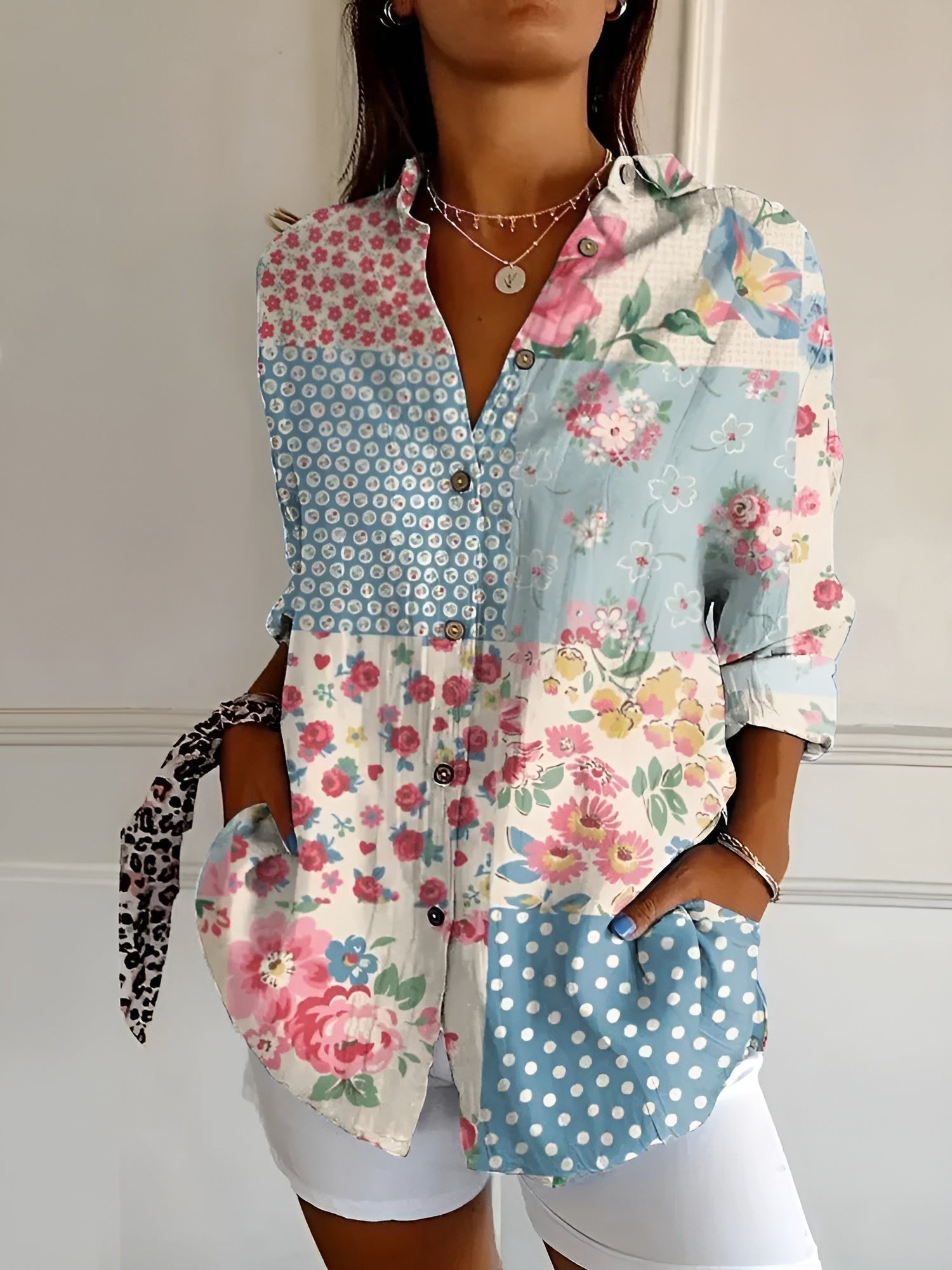 Lorette | Women's Floral Print Relaxed Button-Up Shirt