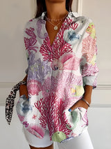 Lorette | Women's Floral Print Relaxed Button-Up Shirt