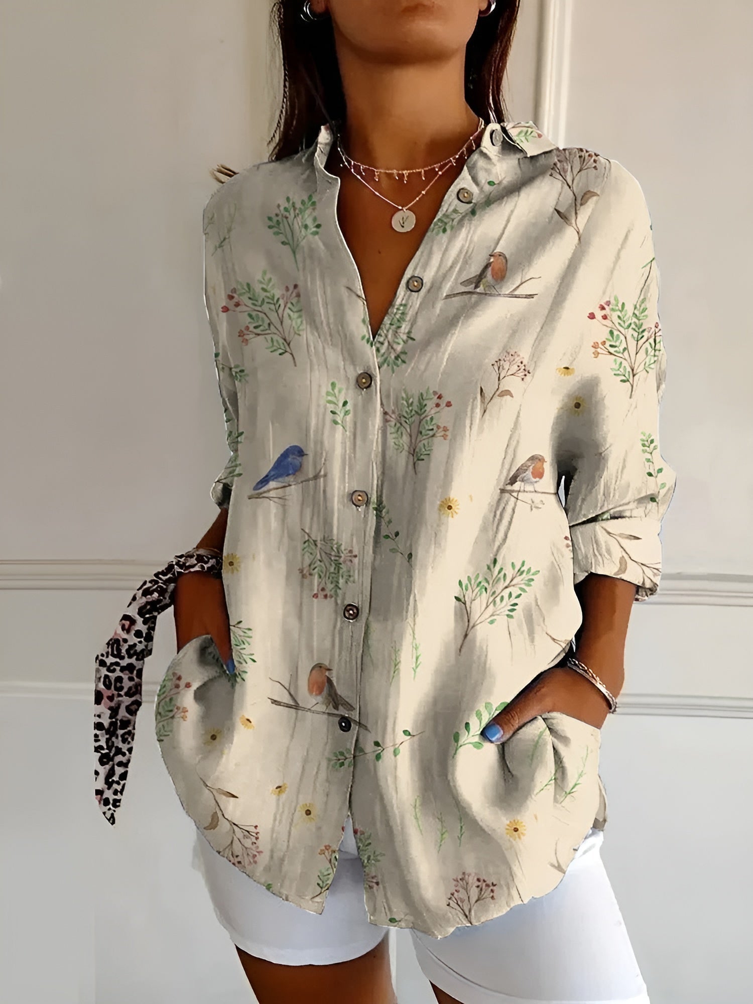 Lorette | Women's Floral Print Relaxed Button-Up Shirt