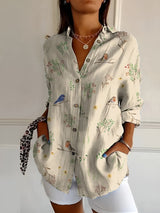 Lorette | Women's Floral Print Relaxed Button-Up Shirt