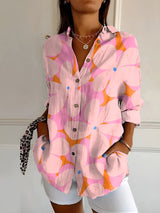Lorette | Women's Floral Print Relaxed Button-Up Shirt