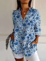 Lorette | Women's Floral Print Relaxed Button-Up Shirt