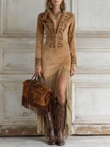 Lucienne | Women's Embroidered Long Sleeve Maxi Dress
