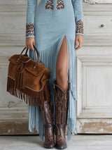 Lucienne | Women's Embroidered Long Sleeve Maxi Dress
