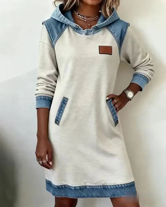 Lydia | Women's Contrast Hooded Midi Dress