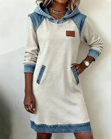 Lydia | Women's Contrast Hooded Midi Dress