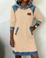 Lydia | Women's Contrast Hooded Midi Dress