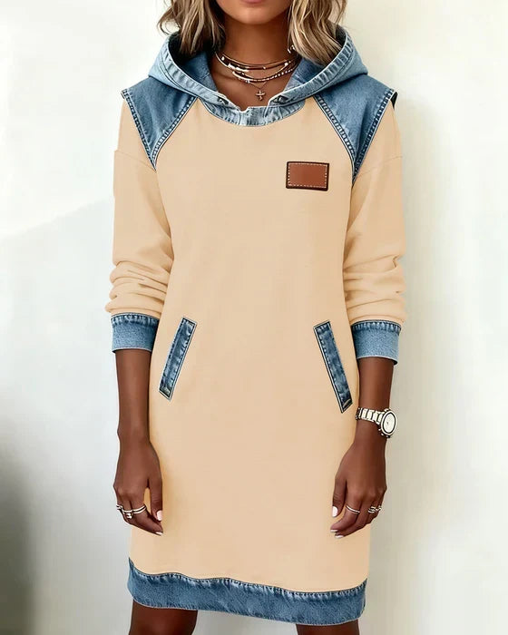 Lydia | Women's Contrast Hooded Midi Dress