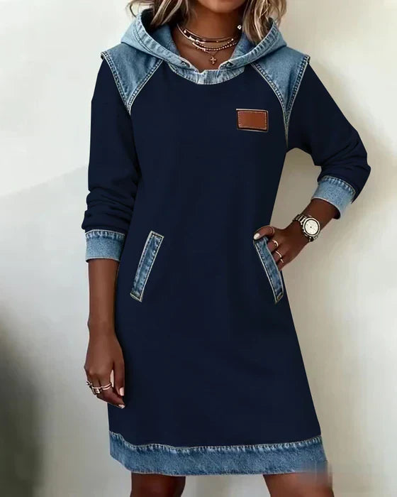 Lydia | Women's Contrast Hooded Midi Dress