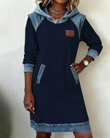 Lydia | Women's Contrast Hooded Midi Dress
