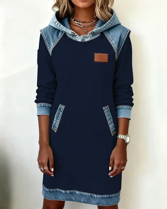 Lydia | Women's Contrast Hooded Midi Dress