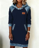 Lydia | Women's Contrast Hooded Midi Dress