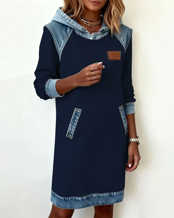 Lydia | Women's Contrast Hooded Midi Dress
