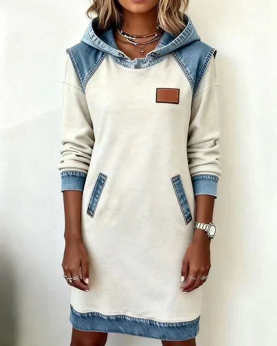 Lydia | Women's Contrast Hooded Midi Dress
