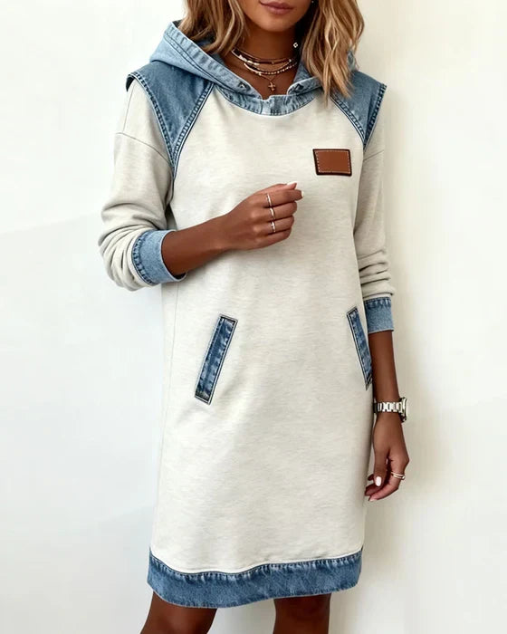 Lydia | Women's Contrast Hooded Midi Dress