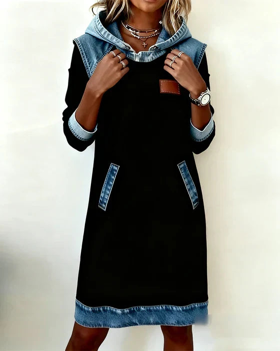 Lydia | Women's Contrast Hooded Midi Dress