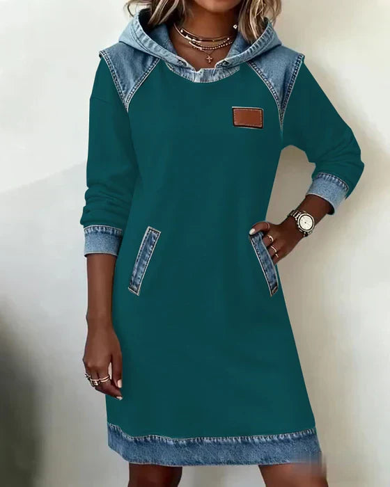 Lydia | Women's Contrast Hooded Midi Dress