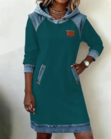 Lydia | Women's Contrast Hooded Midi Dress