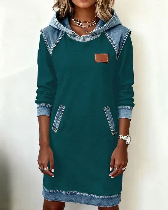 Lydia | Women's Contrast Hooded Midi Dress