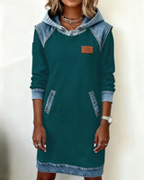 Lydia | Women's Contrast Hooded Midi Dress