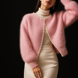 Lyra | Women's Open Front Pearl Trim Cardigan