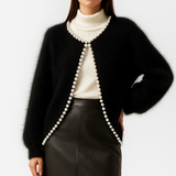 Lyra | Women's Open Front Pearl Trim Cardigan