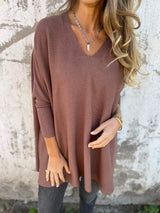 Maeve | Women's Oversized V-Neck Long Sleeve Top